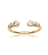 Bague ouverte plaqué or six zirconium sertis rond en chute 