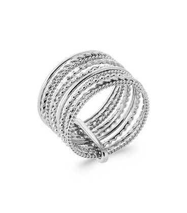 Bague argent semainier anneaux ciselés 