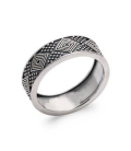 Bague alliance argent massif stylisée relief