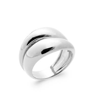 Grosse bague argent double anneaux face a face 