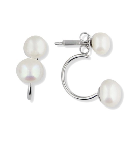 Boucles d'oreilles double boules perle d'argent 