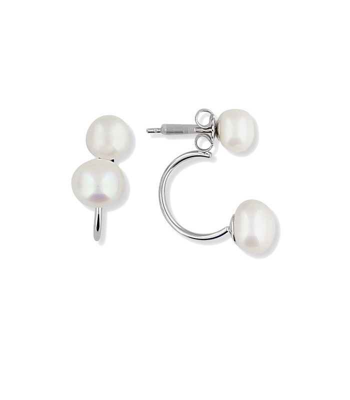 Boucles D’oreilles Double Boules En Argent Sterling – Style Pendantes – Occasion