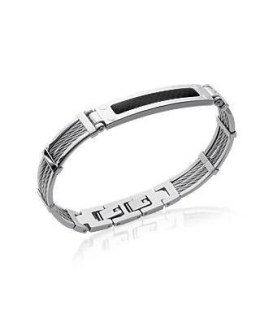 Bracelet homme câble torsadé acier et carbone