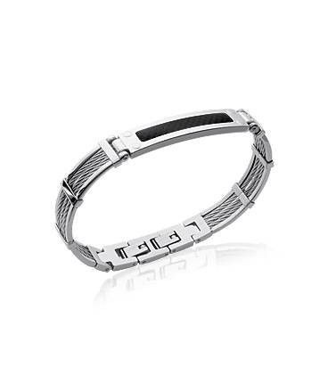 Bracelet homme câble torsadé acier et carbone-1