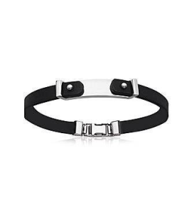 Bracelet homme acier et cuir