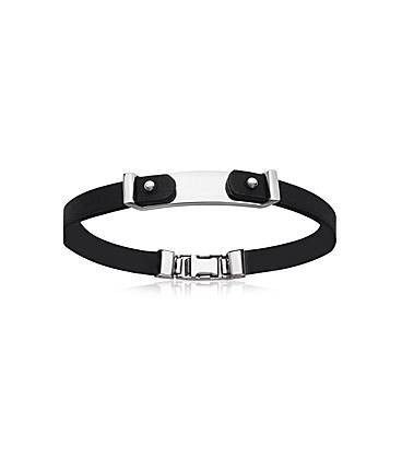 Bracelet homme acier et cuir-1