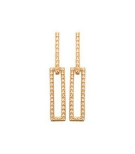 Boucles d'oreilles plaqué or zirconium pendants longs-1