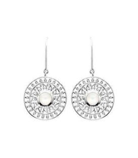 Boucles d'oreilles pendant argent dentelle centre pierre de lune