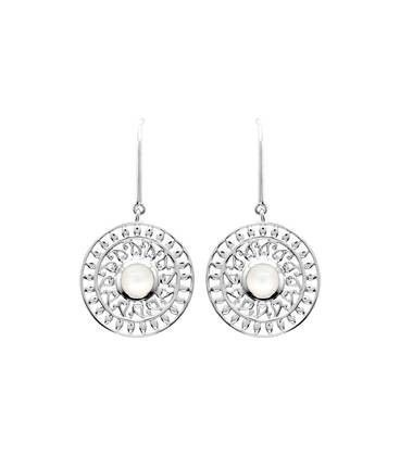 Boucles d'oreilles pendant argent dentelle centre pierre de lune-1