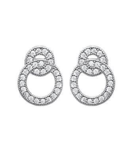 Boucles d'oreilles argent massif anneaux imbriqués de zirconium blanc