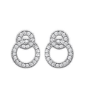 Boucles d'oreilles argent massif anneaux imbriqués de zirconium blanc