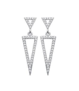 Boucles d'oreilles argent massif pendant précieux de zirconium blanc