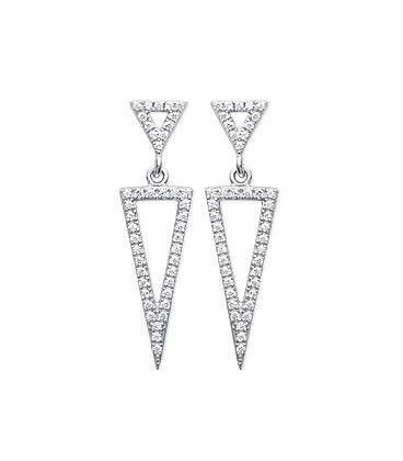 Boucles d'oreilles argent massif pendant précieux de zirconium blanc-1