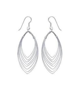 Boucles d'oreilles pendant argent massif ovalisé