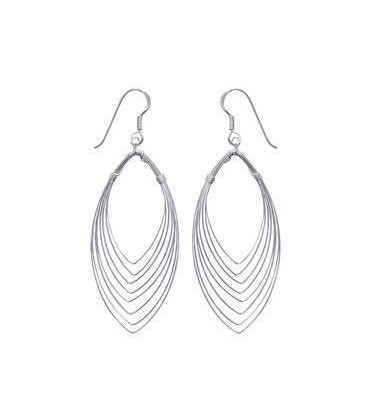 Boucles d'oreilles pendant argent massif ovalisé-1