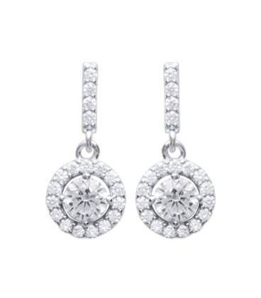 Boucles d'oreilles pendant argent massif et zirconium original 