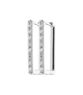 Belles boucles d'oreilles argent massif créole rectangulaire zirconium blanc-1