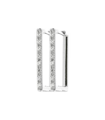 Belles boucles d'oreilles argent massif créole rectangulaire zirconium blanc-1