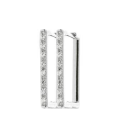 Belles boucles d'oreilles argent massif créole rectangulaire zirconium blanc