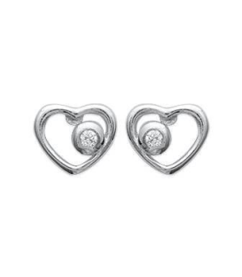 Boucles d'oreilles argent massif petit coeur zirconium 