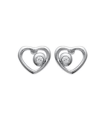 Boucles d'oreilles argent massif petit coeur zirconium-1