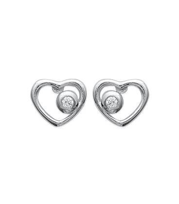 Boucles d'oreilles argent massif petit coeur zirconium 