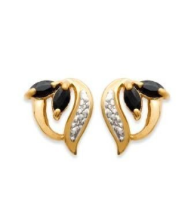Boucles d'oreilles plaqué or saphir et zirconium blanc