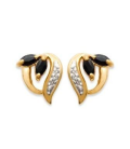 Boucles d'oreilles plaqué or saphir et zirconium blanc