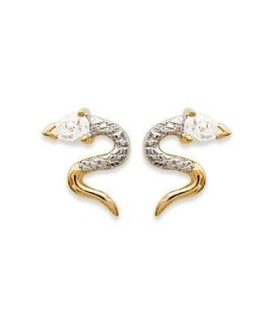 Boucles d'oreilles serpent plaqué or et oxyde de zirconium