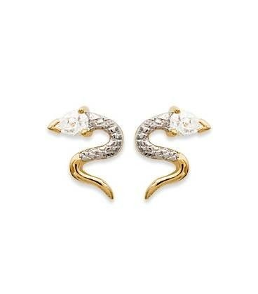 Boucles d'oreilles serpent plaqué or et oxyde de zirconium 