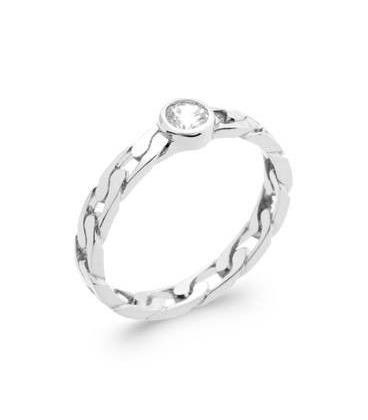 Bague argent massif incrustés de zirconium rehaussée d'un solitaire-1