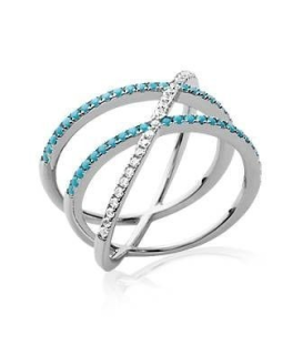 Bague argent massif anneaux entrecroisés incrustés de zirconium-1