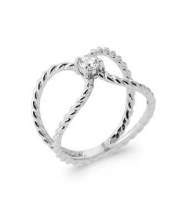 Bague très originale argent massif zirconium surélevé-1