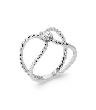 Bague très originale argent massif zirconium surélevé-1