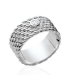 Bague large alliance tressée argent massif zirconium serti-1