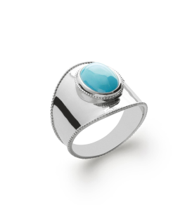 Bague argent massif enveloppante pierre bleue-1