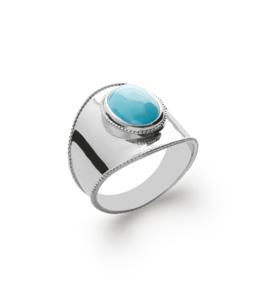 Bague argent massif enveloppante pierre bleue-1