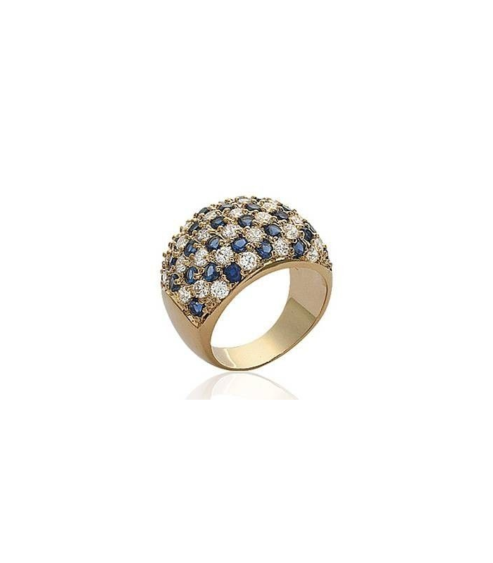Bague En Or Blanc 750 (18k) Avec Pavage De Diamants - Bombée - Occasion