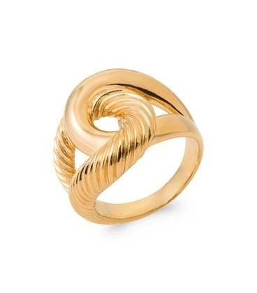 Grosse bague plaqué or enroulée stylisée 