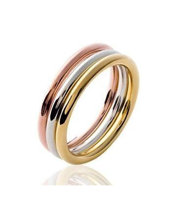 Bague trois faux anneaux tricolore 