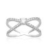 Bague argent massif anneaux croisés zirconium rehaussé-1