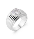 Bague argent massif bel effet de sept anneaux centre beau zirconium blanc serti-1