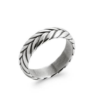 Alliance bague argent massif très bel anneau style natté 