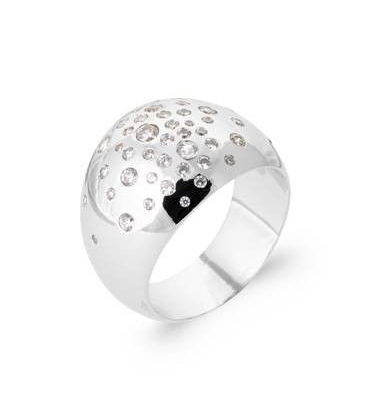 Bague argent massif bombée bulles de zirconium-1