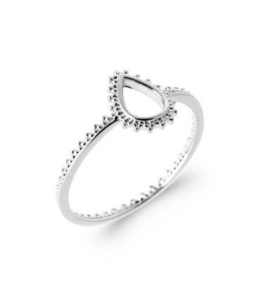 Petite bague perlée argent massif coeur-1