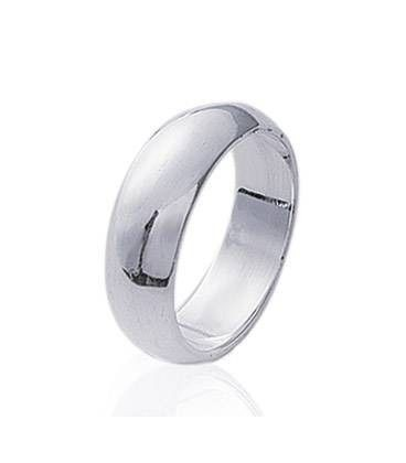 Bague anneau alliance simple bombée argent massif 