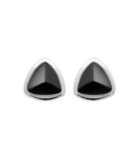 Boucles d'oreilles argent massif et pierre agate noire