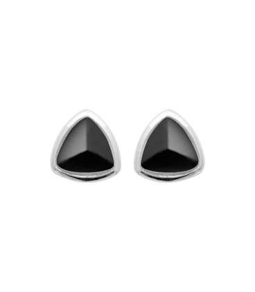 Boucles d'oreilles argent massif et pierre agate noire-1