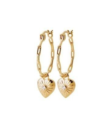 Boucles pendants d'oreilles cascade de coeurs plaqué or et zirconium