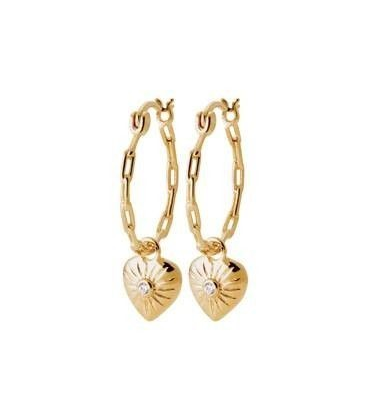 Boucles pendants d'oreilles coeurs plaqué or et zirconium-1